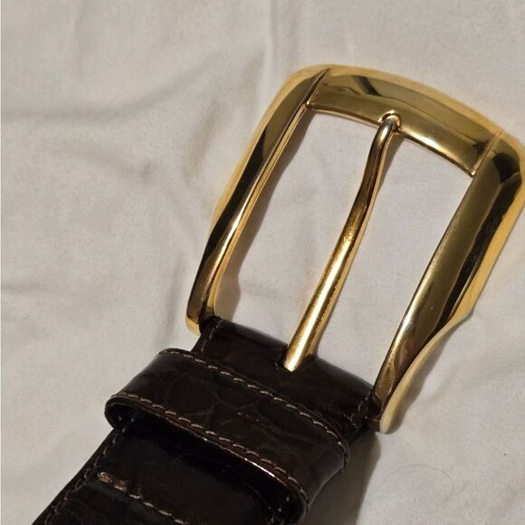 MCM ALLIGATOR WITH BRASS BUCKLE BELT MADE IN ITALY - Picture 4 of 14